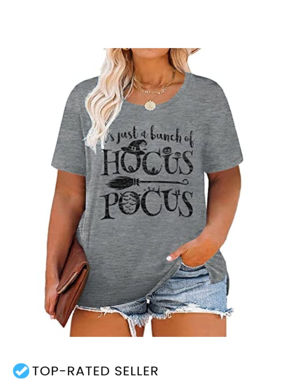 Plus Size Halloween Witch T-Shirt Funny Graphic Cotton Blend Tee